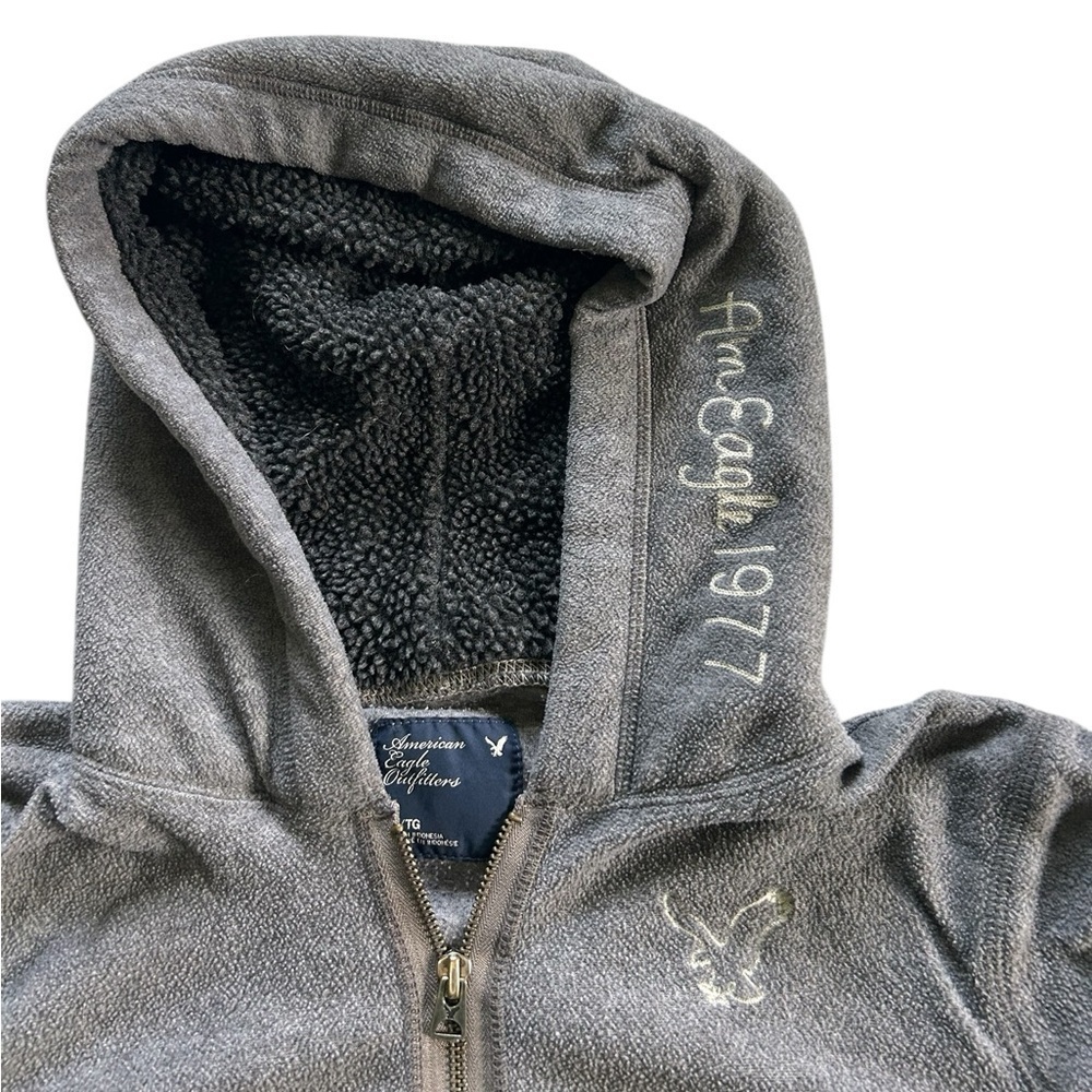 American Eagle 00s 09 Woman’s Size XL Sherpa Fleece long sleeve hooded Jacket